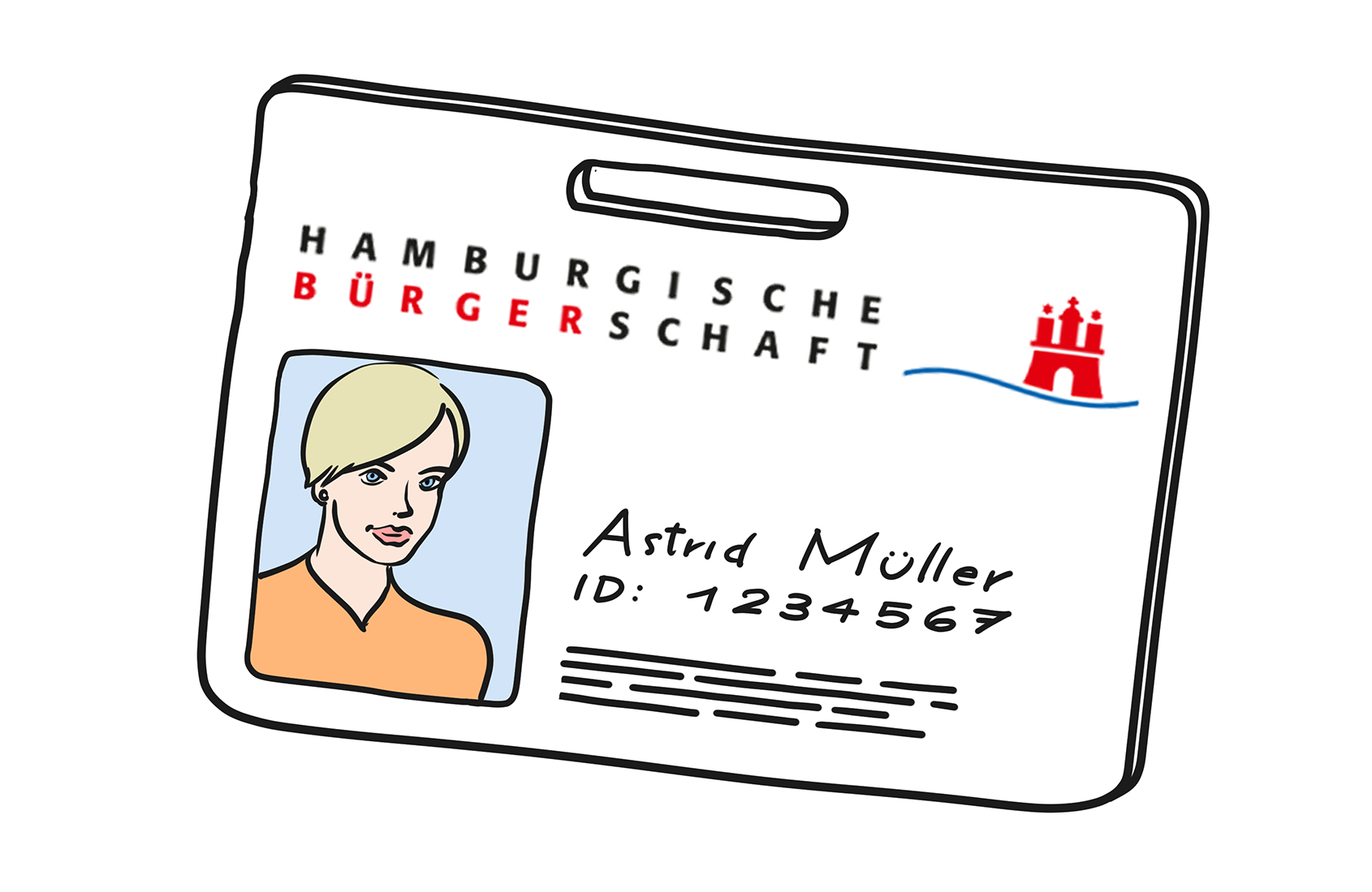 Illustration eines Hausausweises der Hamburgischen Bürgerschaft.